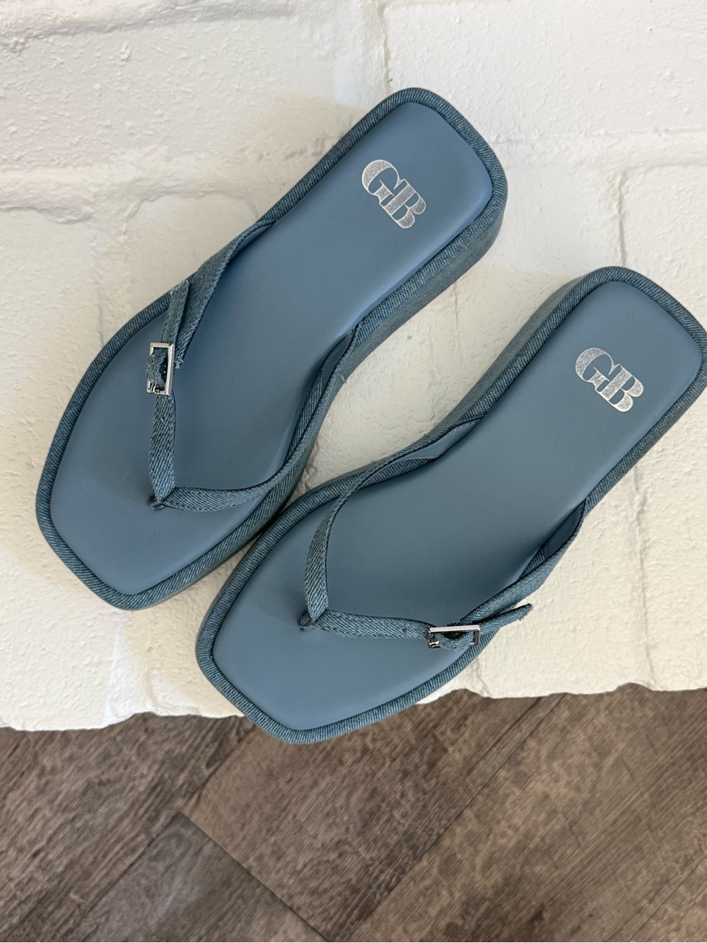 Gianni Bini Blue Jean Platform Thong Sandals